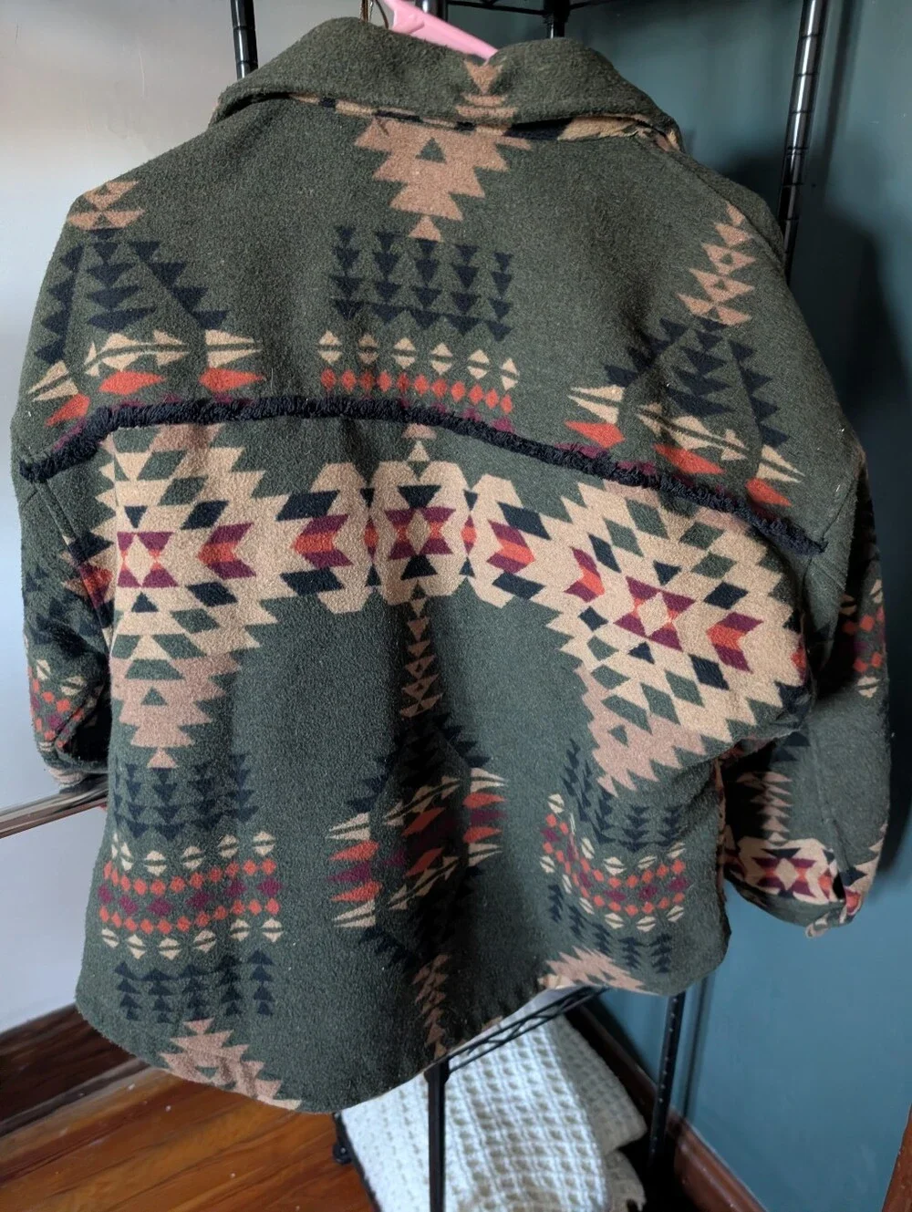 Olive Aztec Button-Up Jacket - Picture 2 of 2